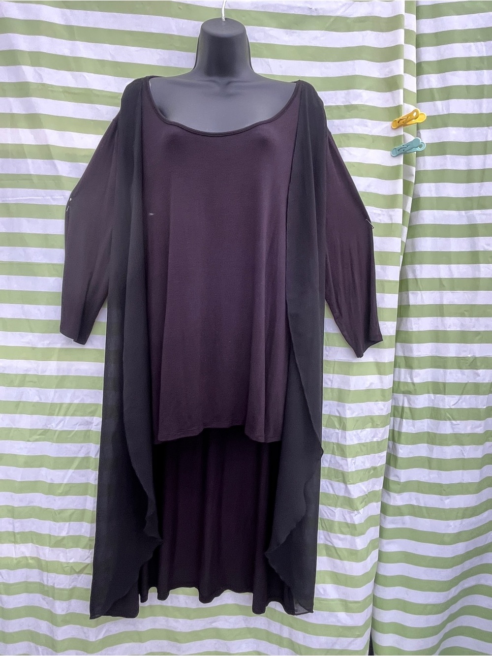 cha cha vente Black Layered High-Low Dress with Sheer Overlay